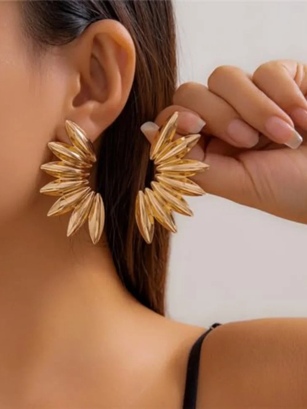 Petal Earrings For Women,Gold Statement Earring Vintage Exaggerated‎